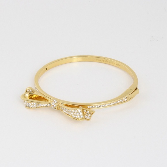 Authentic Kate Spade gold bow bangle pave bracelet - Picture 4 of 6